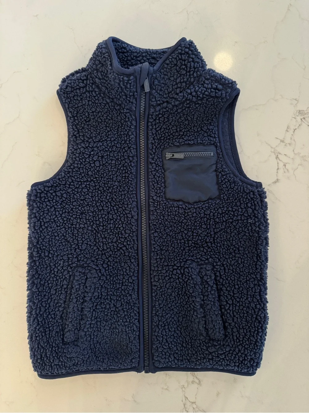 Old Navy Navy Sherpa Vest with Zip Chest Pocket